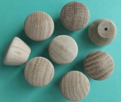 8x DEFECT OAK Solid Wood Unfinished Wooden KNOBS 30mm handle drawer cupboard - Image 1 of 4