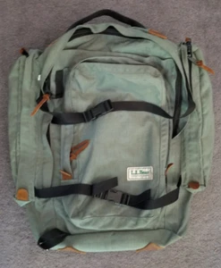 Zaino continentale vintage LL Bean nylon pelle verde/grigio zaino borsa - Foto 1 di 9