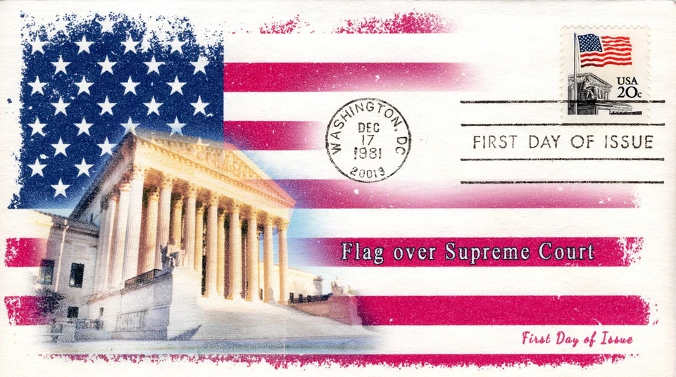 AO-1896, 1981,Flag over Supreme Court, Add-on Cachet, First Day Cover, Standard - Image 1 of 1