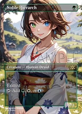 Yuna - Noble Hierarch - Fanart Borderless Style Card for EDH / Playtest - FFX - Image 1 of 2