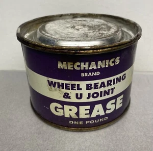 Vintage Mechanics Brand Grease Purple Oil Can 1 Lb Half Full Los Angeles - Picture 1 of 11
