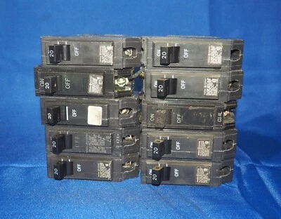 Lot Of 10 GE General Electric 20 Amp 1 Pole 120/240 Volt Circuit Breakers THQB - Image 1 of 4
