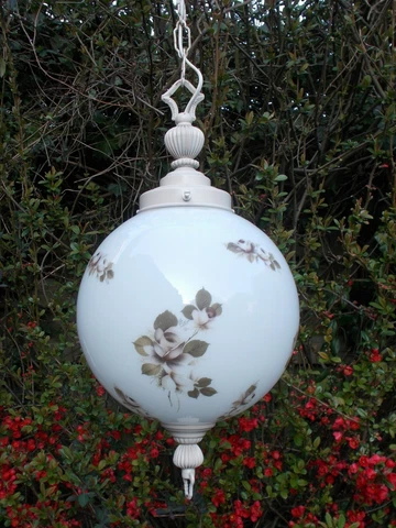 Art Deco Art Nouveau Art Glass Light Pendant Glass Ball Shade Flowers Lovely Cover