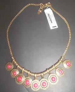 Collana Marca Fortunata Corallo Accenti Semi Preziosi Tono Oro Cerchio Pendenti 4812 - Foto 1 di 4