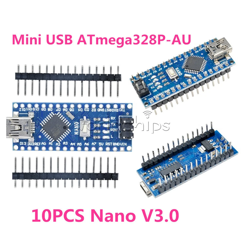 10PCS Nano V3.0 Mini USB ATmega328P-AU CH340G 5V 16MHz Driver For Arduino - Image 1 of 4