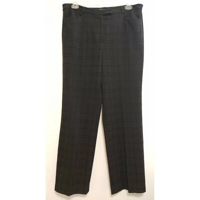 Pantalones de vestir para mujer Peck & Peck negros ventana rayas pierna recta 16 Foto 1 de 4