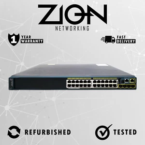 Cisco WS-C2960S-24PS-L 24 Port GigE PoE Switch SFP 1Gb LAN Base - Picture 1 of 1
