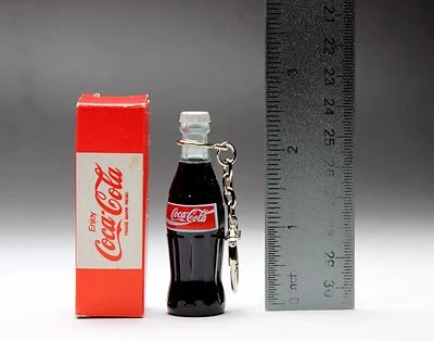 Coca Cola Red Label 2.5" Mini Bottle Keychain Key Ring Original Box Coke Japan - Image 1 of 4