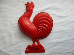 Red ROOSTER MEASURING SPOONS HOLDER ADVERTISING New Madison Refrigerated Lockers - Picture 1 of 10