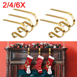 2/4 Christmas Stocking Hanger Holder Xmas Tree Decoration Metal Mantelpiece Hook