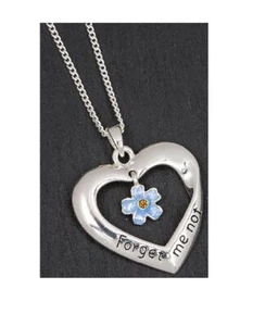 equilibrium Jewellery Silver Plated Forget Me Not Heart Necklace Gift Boxed - Picture 1 of 2