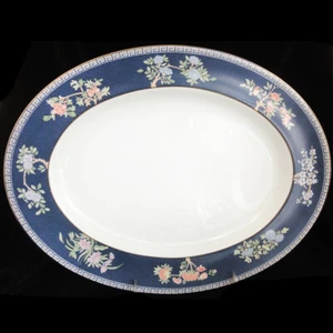 BLUE SIAM by Wedgwood PLATTER 15.4" long NEW NEVER USED made England BONE CHINA - Picture 1 of 4