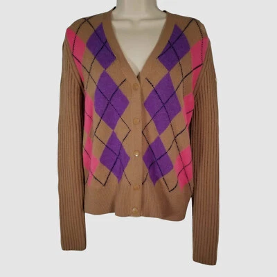 Moncler Mujeres Marrón Rosa Lana Cachemira Snap-Frontal Tejido Cárdigan Suéter Talla S Foto 1 de 4