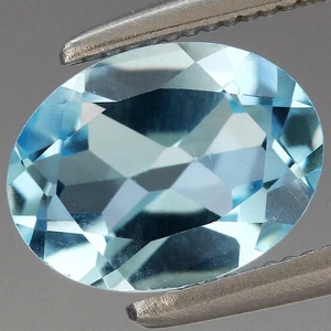 Topazio naturale blu cielo 1,40 ct t.w 8x6 mm pietra preziosa ovale, Brasile - Foto 1 di 4