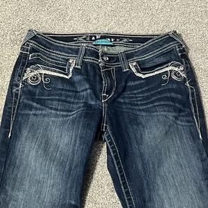 Jeans Ariat Mujer 29 Turquesa Corte Bota Bolsillos Bordados Estrás Western - Imagen 1 de 24