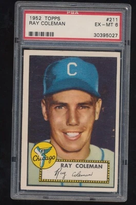 PSA 6  1952 Topps Baseball  Ray Coleman  # 211 - Image 1 of 2