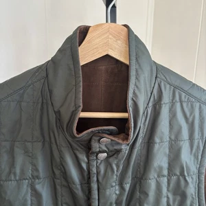 Peter Millar Crown NWT Men S Reversible Goat Suede Quilted Green Brown Vest NOTE - Picture 1 of 15