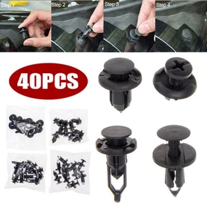 40Pcs Black Car Body Bumper Rivet Retainer Molding Push Pin Clip Trim Parts Kit - Picture 1 of 8