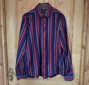 M&S Autograph Mens Shirt Size Medium multicoloured Strip shirt - Picture 1 of 3