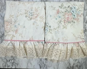 Set 2 Pannelli Tenda Vintage Croscill Pizzo Floreale Casetta Shabby Chic Romantico - Foto 1 di 8