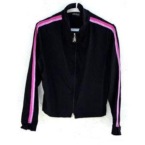 Vtg 90s Pezzi Womens Jacket Medium Black Pink Full Zip Active Sports Track Y2K - Picture 1 of 10