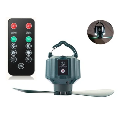 Camping Fan with LED Lantern Lights Ceiling Tent Fan 3 Speeds 5200mAh/10400mAh - Image 1 of 4