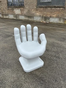 Light Gray right HAND SHAPED CHAIR 32" tall adult 70s Retro iCarly NEW - Picture 1 of 10