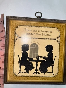 Vintage Wood Wall Plaque Silhouette There Are No Treasures Greater Than Friend - Picture 1 of 2