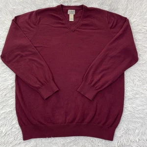 LL Bean Sweater Mens XLT Tall Red Wicked Soft Cotton Cashmere V Neck Pullover - Picture 1 of 11