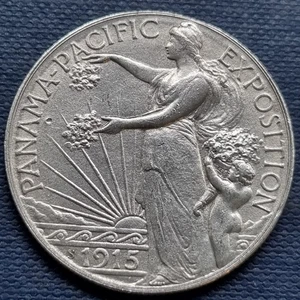 1915 S Pan-Pac Panama Pacific Commemorative Half Dollar 50c Uncirculated #93749 - Picture 1 of 2