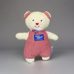 Oso de peluche Oshkosh Baby B'gosh de colección a rayas rojo blanco azul sonajero juguete Lovey - Imagen 1 de 5