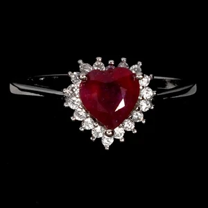 925 Sterling Silver Ring Heart Ruby 6mm Natural Gemstone Jewelry Size 6 - Picture 1 of 14