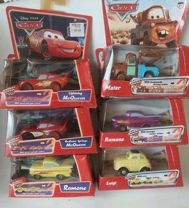 Menge 6 Disney Pixar Cars Pullbax Motor Action McQueen Ramone Gehrung Pullback - Bild 1 von 3