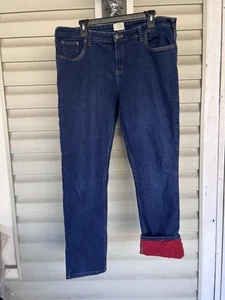 Telluride Red Fleece Lined Everyday Womens Jeans Sz 16 Stretch 37x30.5-measured - Picture 1 of 14