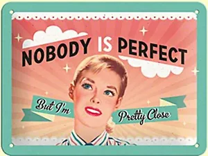 Nobody Is Perfect funny metal sign 200mm x 150mm (na) REDUCED!! - Picture 1 of 1