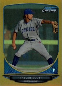 2013 Bowman Chrome Prospects Gold Refractors Card #BCP8 Tayler Scott /50