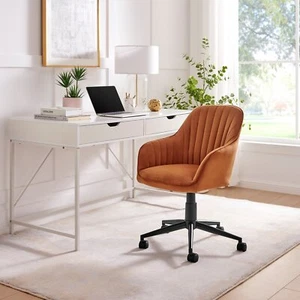 Booker Modern Orange Velvet Office Chair Gaming Study Retro Vintage - Picture 1 of 7