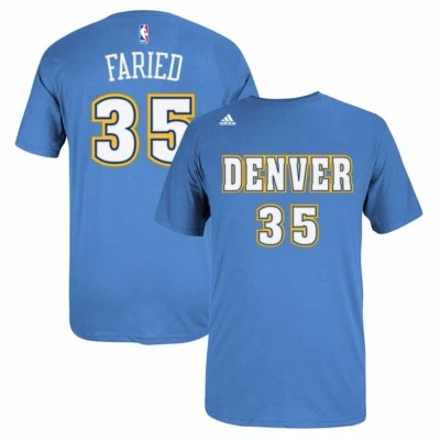 Camisa de jugador Kenneth Faried Denver Nuggets NBA Adidas azul claro puntada sintética Foto 1 de 3