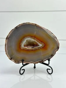Thick Agate Geode Slab Slice Crystal Carnelian 1.3 lb Brazilian 067 - Picture 1 of 4