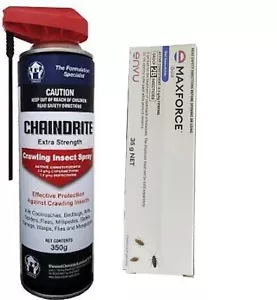 Chaindrite Crawling Insect Spray & Max force Gold Cockroach Gel - Picture 1 of 1