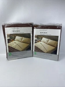 Sears Vintage Bon Bon Perma Prest Musselin VOLL & SPANNBETTLAKEN Set Schokolade NEU - Bild 1 von 14