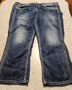 Silver Twisted Capri Women's Jeans  Distressed Sz16 - Bild 1 von 6