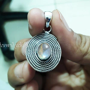 Blue Fire Labradorite Gemstone 925 Sterling Silver Pendant Party Wear Jewelry - Picture 1 of 6