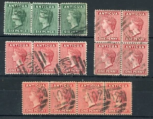 P52/18 ANTIGUA 1872-1887 1d & 6d IN SINGLES, PAIRS, STRIPS OR BLOCKS USED - Picture 1 of 1