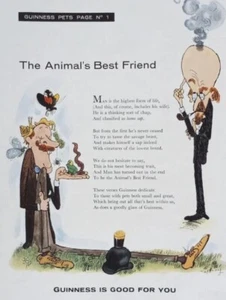 Guinness, "Guinness pets page No 1". 1960's original magazine print. - Bild 1 von 2