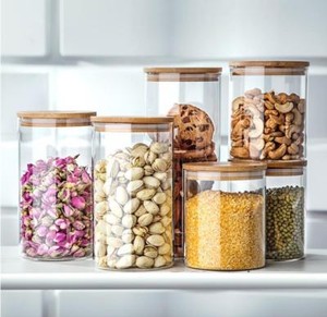 Vorratsglas aus Glas Vorratsgläser Vorratsdose Glasbehälter mit Bambus Deckel