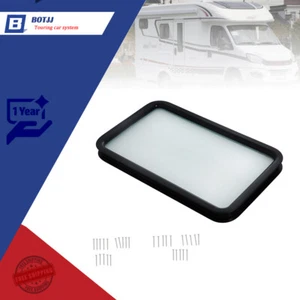 For 12" × 21" RV Entry Entrance Door Window Black frame frosted tempered glass - Picture 1 of 11