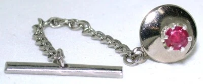 .38 Ct 4mm Round Natural Red Ruby Gemstone Gem Sterling Tie Tack ESTT66/11723 - Image 1 of 2