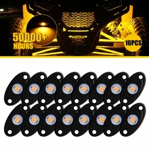 16X Amber LED Rock Light Offroad Underglow Neon Lights ATV UTV SUV Car Truck EAW - Picture 1 of 11