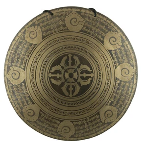 16" Gong tibétain - Mantra - double Vajra Dorje - 42 cm -Méditation Népal 4456 - Picture 1 of 4